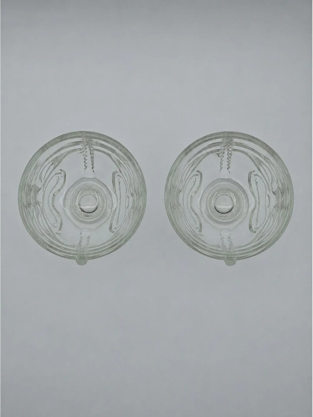 Vintage Indiana Glass Tiki Face Clear Footed Goblets Set of 2 Barware 1970s